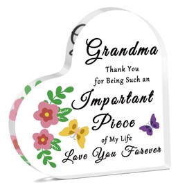 Grandma Gifts Grandmother Heart Shaped Acrylic Plaque Grandma Gifts from Grandchildren Mothers Day Retirement Christmas Birthday Present for Grandmother Thank You Acrylic Heart Keepsake Acrylic Plaque