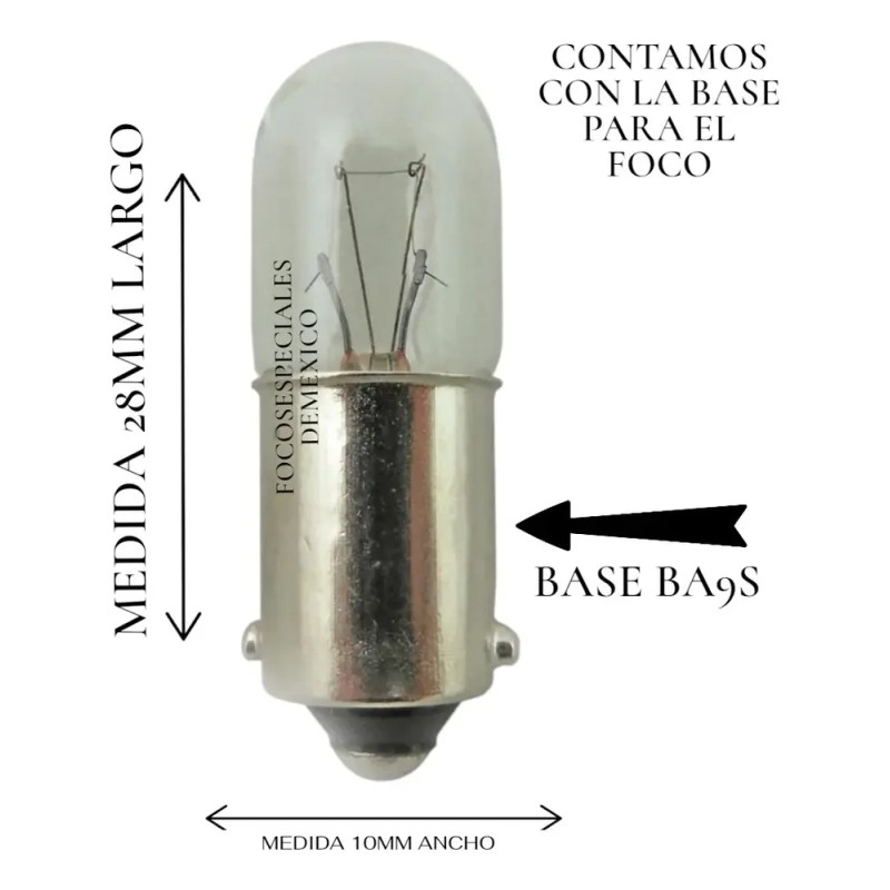 Foco Bayoneta 24v 3w Ba9s 10x28 B3041 10pz