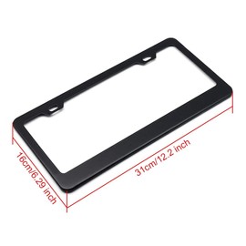 juew Stainless Steel License Plate Frame Durable with Screw Caps License Plate Holder Slim Design Car License Plate Truck License Plate (Silver)