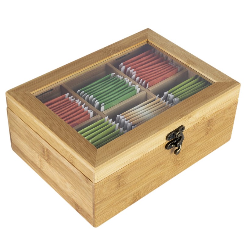 wenco Premium Tea Box with 6 Compartments, 21.7 x 16