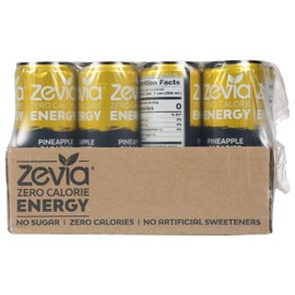 Zevia Zero Calorie Energy Drink, Pineapple Paradise, 120mg Caffeine, Zero Sugar, Non-GMO, 12 Fl Oz (Pack of 12)