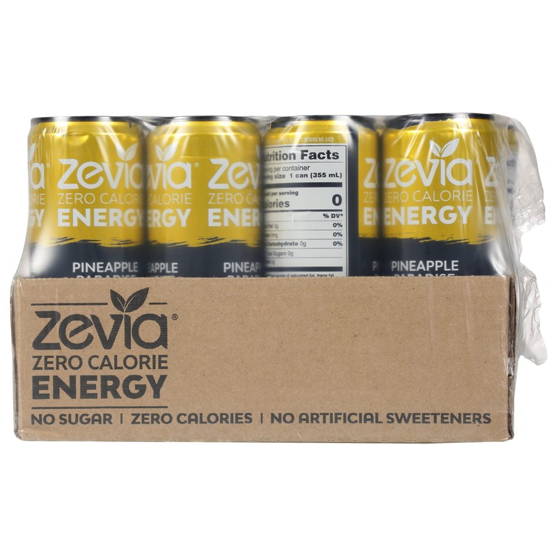 Zevia Zero Calorie Energy Drink, Pineapple Paradise, 120mg Caffeine, Zero