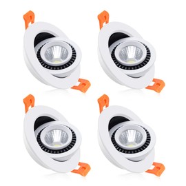 YGS-Tech 3 Inch Eyeball Gimbal LED Recessed Lighting Dimmable Downlight, 5W (40W Halogen Equivalent) Adjustable Spotlight, 4000K Natural White, CRI80, Ceiling Light with LED Driver (4 Pack)