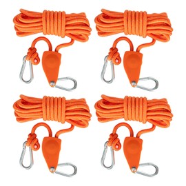 5m Tent Guy Ropes with Adjustable Pulley, Easy to Tighten and Release Rope, good for Outdoor Camping, Awning, 4 Pack