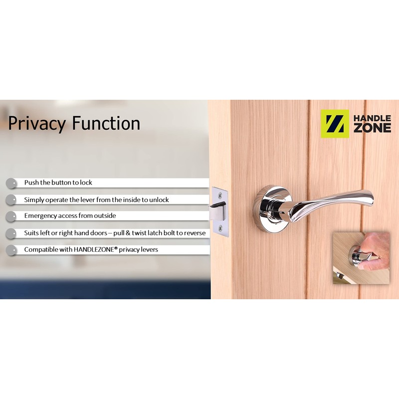 HANDLEZONE® Zena Privacy Lever On Round Rose Door Handles, with