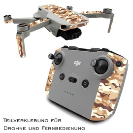 Finest Folia Screen Protector Compatible with DJI Mini 2 Drone and Controller Sticker Set Perfect Fit Waterproof Skin Sticker Design Film (Partial Adhesion, R192-03 Camouflage Sand)