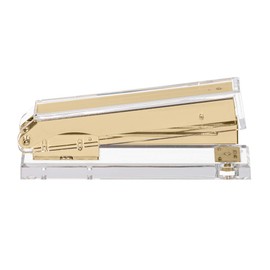 Punch & Stick | Acrylic Lucite Gold Stapler | Designer Office Supplies | Office Desk Accessory | Clear Stationery | Elegant Office Desk Gift
