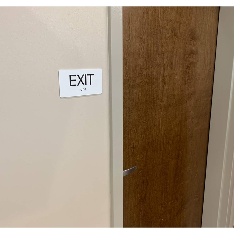 ADA Compliant Sign with Braille (6" x 3" Exit, White)