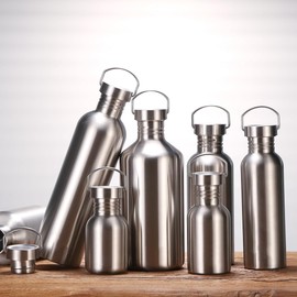 CDJ 25 oz Single Walled Stainless Steel Leak Proof Sports Water Bottle 18/8(304) metal water bottle for Cyclists, Runners, Hikers, Beach Goers, Picnics, Camping - BPA Free