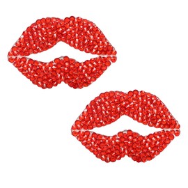 HungMieh 2PCS Car Decals for Women, Bling Rhinestone Red Lip Stickers and Decals with Self-Adhesive Backing for Car Interior&Exterior Window Motorcycle Helmet Laptop Tumbler Luggage Guitar, Red Lip