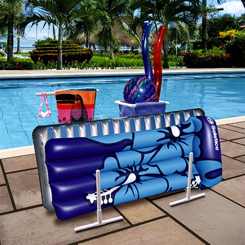 SWIMLINE HYDROTOOLS Pool Side Organizer Towel Rack With Removable Mesh