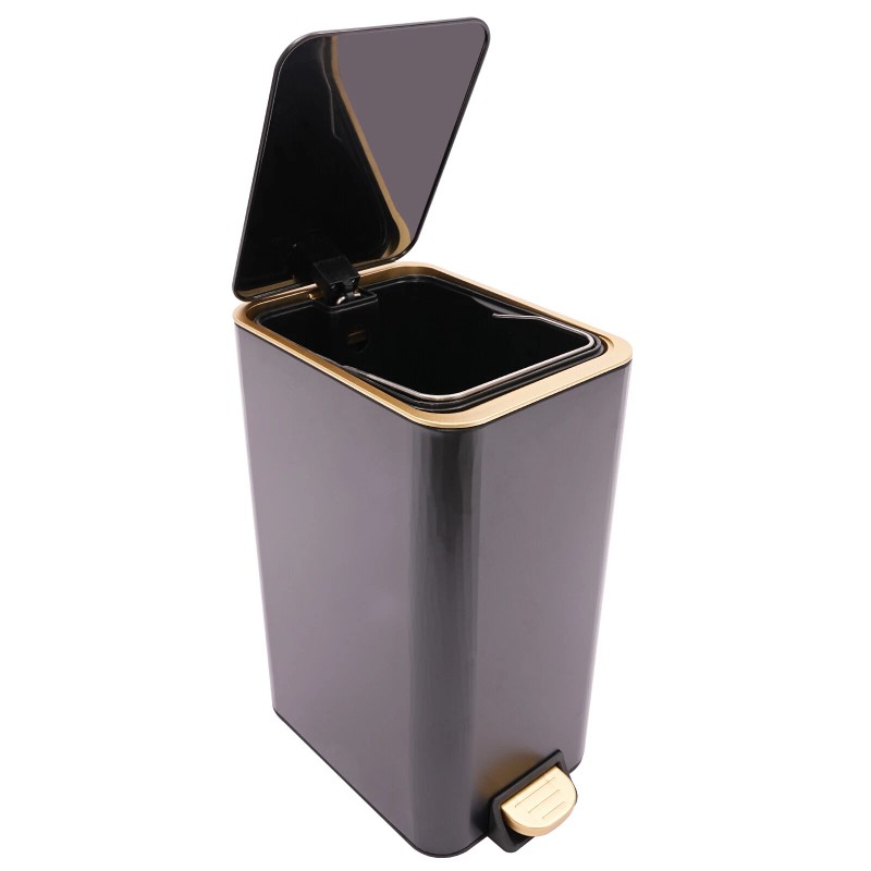 12L Bathroom Trash Can Carbon Steel Step On Kitchen Garbage
