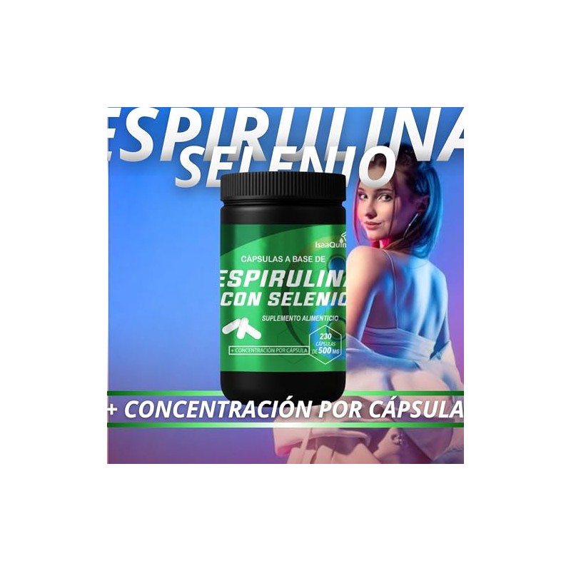 IsaaQuim Espirulina con Selenio 230 Cápsulas 500 mg cada cápsula,