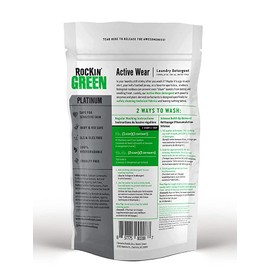 Rockin' Green Laundry Detergent, Plant based, All Natural Laundry Detergent Powder, Vegan and Biodegradable Odor Fighter, Safe for Sensitive Skin (Active Wear 90 Loads - Unscented)