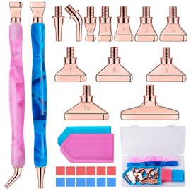 Sttargxing 27 PCS Diamond Painting Pen Kit,12PCS Stainless Steel Tips with 12 Clay, Multi Placer Tips 5D Diamond Painting Accessories, Diamond Painting Pen Replacement for DIY Craft(Rosegold)