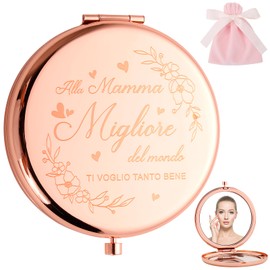 BOFUNX Mutter Geburtstag Geschenk, Taschenspiegel mit Geschenkbeutel - Migliore Mama