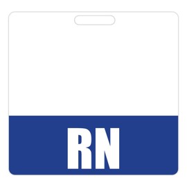 RN Badge Buddy (Blue) - Horizontal Heavy Duty Tags for Resident Nurses - Double Sided Identification Card