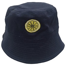 UKPrintwear Lemon (Roses) Embroidered Bucket Hat 'The Reni' Navy S/M