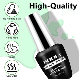 NXJ INFILILA Green Gel Nail Polish, 15ml 0.51oz One-Stroke Coloring Light Green Gel Polish, Hema Free Pastel UV Gel Nail Polish, Mint Spring Summer Color Nail Manicure Salon DIY for Girls SN063