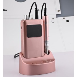 Kredioo Brushless Nail Drill 40000 RPM with Charging Base Stand, Professional Low Noise Electric Nail File for Acrylic and Gel Nails, Portable Manicure E File Kit for Home Salon, Gold