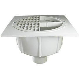 Deep Sump Square Floor Drain - PVC 2" Over Pipe Fit with No Strainer and Half Grate/Plastic Oddities/PDS2000H