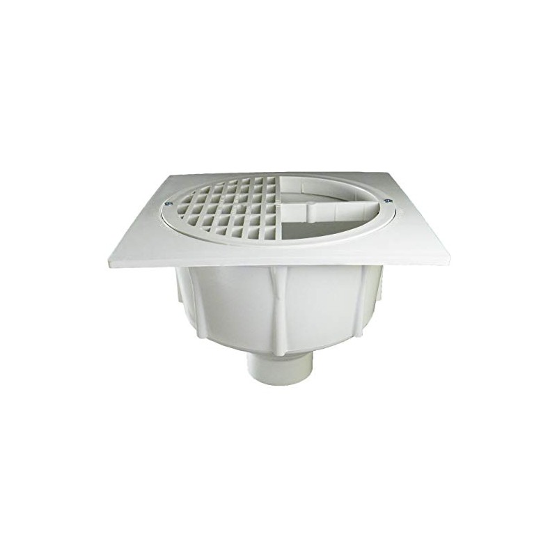 Deep Sump Square Floor Drain - PVC 2" Over Pipe