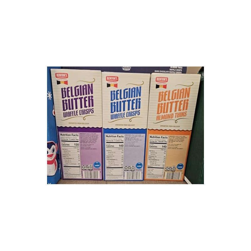 Bentons Belgian Butter Waffle Crisps & Almonds Thins 3.52oz 100g
