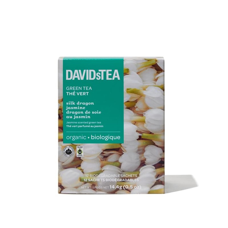 DAVIDsTEA Organic Silk Dragon Jasmine Green Tea, medium caffeine, 12