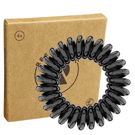 Reskthetic® - High-Quality Spiral Hair Scrunchies (4 Pieces 4 cm), Gentle on Hair, Sustainable, Environmentally Friendly, (Telephone Cable, Braid Elastics) for Girls and Women/Women, Brown