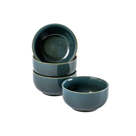 UNICASA Ceramic Small Bowls Set of 4, Porcelain Reactive Glaze Rice & Dessert Bowls, 8 OZ Each - Dishwasher & Microwave Safe (Teal)