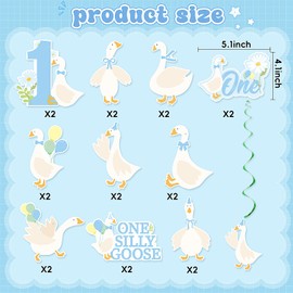 One Silly Goose 1st Birthday Party Decoration Silly Goose Hanging Birthday Swirl for boys Blue Bow Silly Goose First Birthday Decorations Duck Birthday Funny Goose Party Supplies