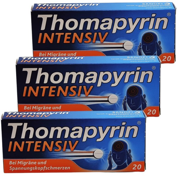 Thomapyrin Intensive Economy Set 3 x 20 Pieces I for Stronger Headaches and Migraines I with Pharma Perle Giveaway