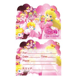 LEOWEST 20pcs Princess Peach Birthday Party Invitations,Princess Peach Invitations Birthday Party Supplies Decoration (Invitations3)