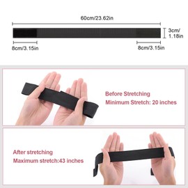 Elastic Wig Headband 3 Pack Black Nylon Edges Bands with 1Pcs Hair Edge Brush Adjustable Edge Laying Band 3cm Width Wig Melt Band for Fixed Keeping Hair Wigs