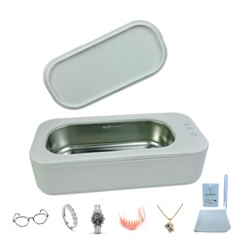 FotroCanic Ultrasonic Jewelry Cleaner, 47KHz Professional Portable Home & Travel Cleaning Device with 3/5 Min Modes, 12oz Hand Free Cleaning Pod for Necklace, Eyewear, Denture, Razors, Barber Tool
