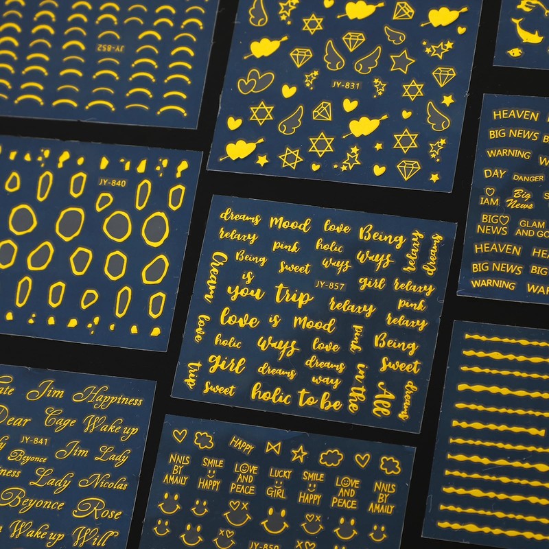 30 Sheets Gold Foil Nail Art Stickers 3D Self-Adhesive Nail