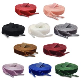 TXIN 10 Pairs Velvet Shoe Laces Flat Shoelaces for Women Girls, 10 Colors 120 cm Long Velvet Shoelace