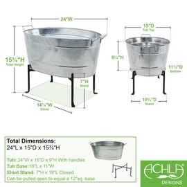 Oval Galvanized Tub with Folding Stand