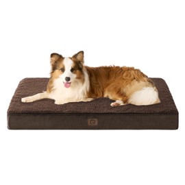 EHEYCIGA Orthopedic XL Dog Beds for Extra Large Dogs with Removable Washable Cover for Crate, Brown, 41x27