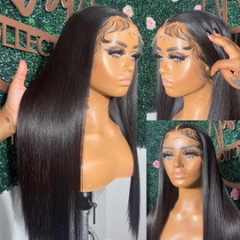 20 Inch 13X6 HD Transparent Lace Front Wig Human Hair Pre Plucked Straight Wave Human Hair Wigs 220% Density 13X6 Frontal Wig With Baby Hair Glueless Wigs For Women 230g