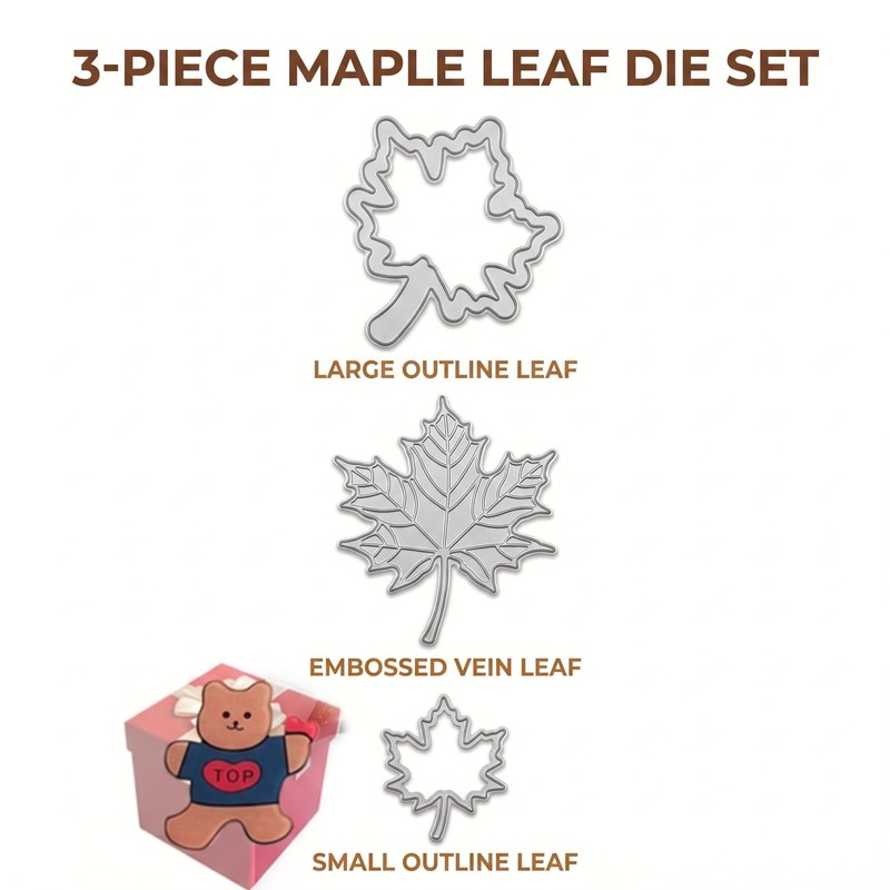 3Pcs/Set Maple Leaf Metal Cutting Dies,Maple Leaf Metal Template Molds