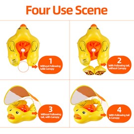 Relaxing Baby Pool Float with Adjustable Safety Seat & Canopy UPF 50+ Sun Removable Protection, Infant Pool Float for Baby Blue Bear Holder Support, Baby Pool Float with Canopy 6-36 Months. (B1807)