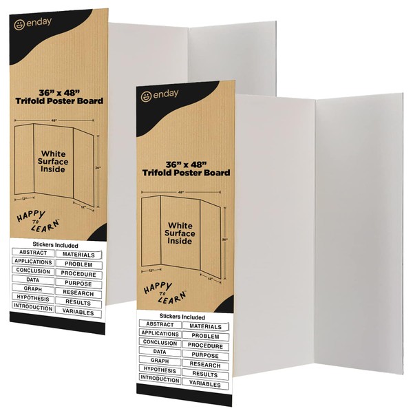 Trifold Poster Board 36” x 48” (2 Pack) - White