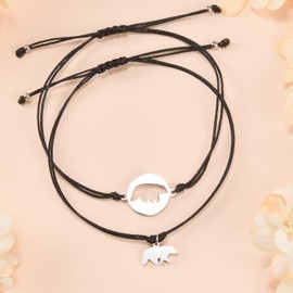 GBTBYS First Day of Bracelet 2 Pcs Bear First Day of Gifts Mommy Me Matching Wish Bracelets Set for Mother Daughter Son Women