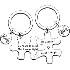 JMIMO 20th Wedding Anniversary Present for Couple - China Wedding Anniversary Present for Him and Her - Unique Puzzle Keyrings Set Keepsake for 20th Anniversary