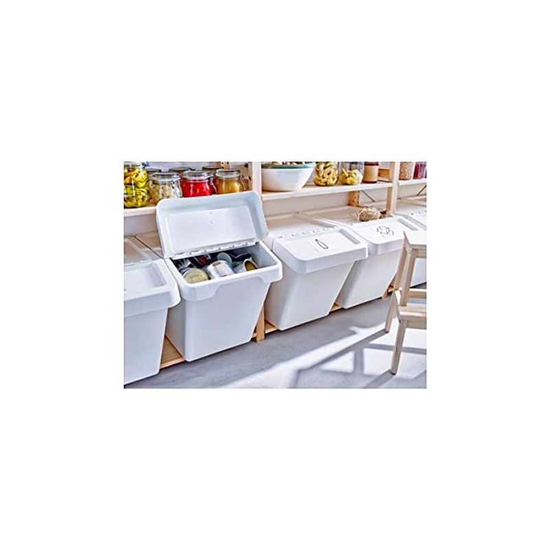 IKEA Sortera Recycling Bin with Lid White 702.558.99 Size 16