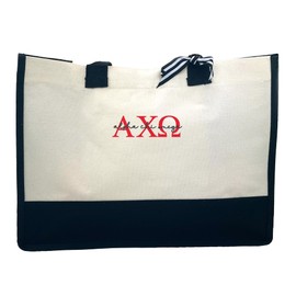 Go Greek Chic Alpha Chi Omega Embroidered Tote Bag