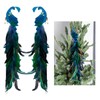 2 Pack Blue Peacock Christmas Decorations, 18.9 Inch Artificial Peacock
