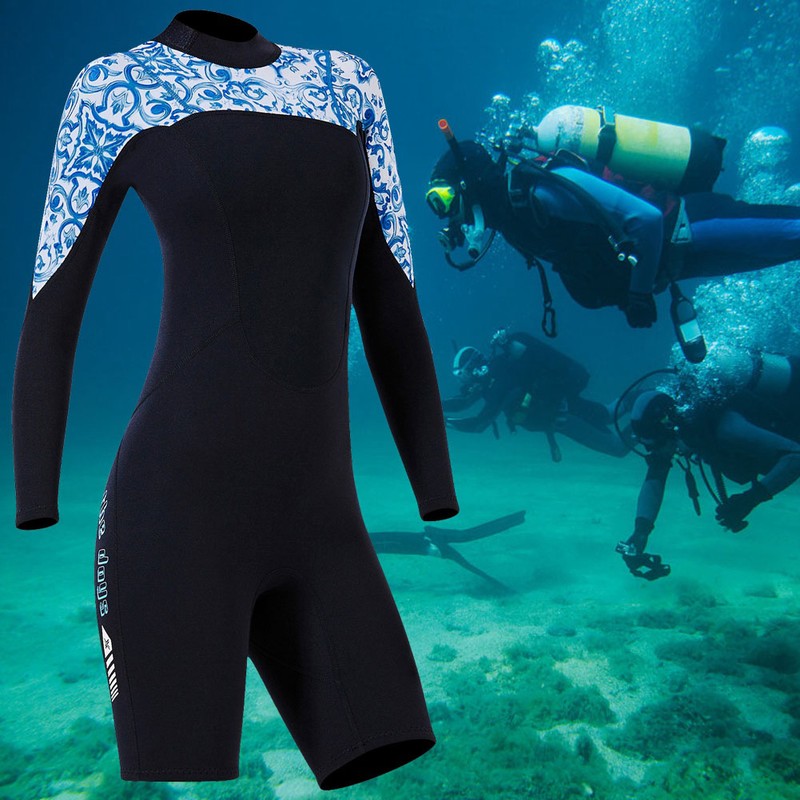 1.5MM Diving Onepiece Swimsuit Wetsuit Short Trousers for Snorkeling Surfing(Woman