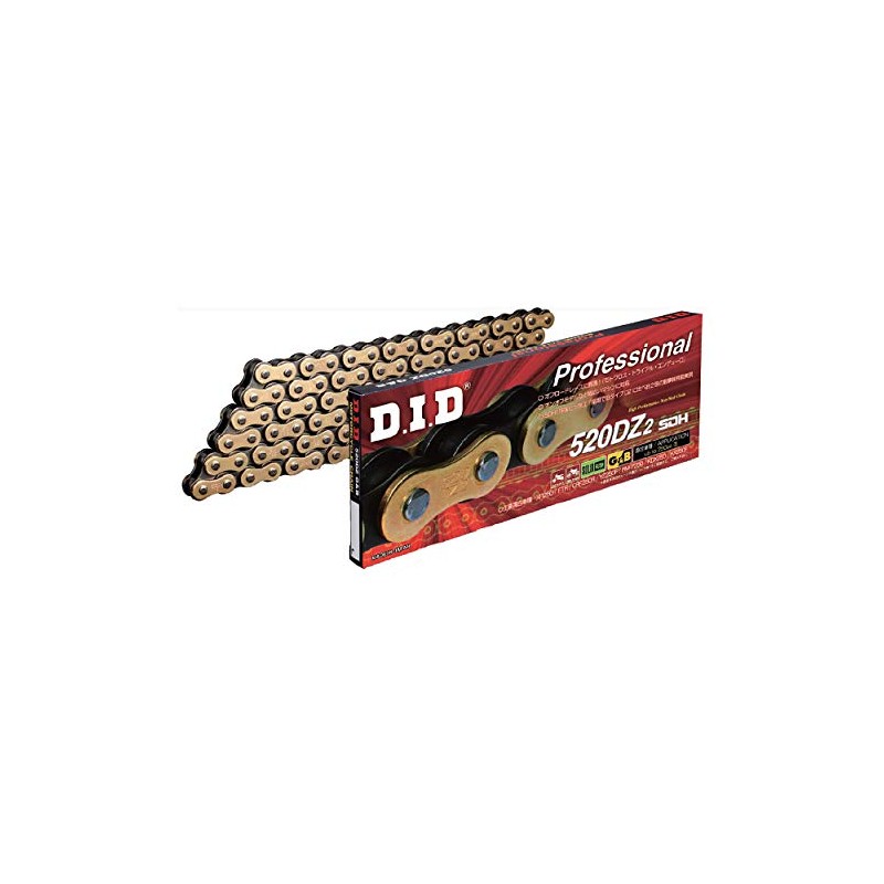 D.I.D 520DZ2-108ZB G&B (Gold & Black) Motorcycle Chain, Includes Caulking